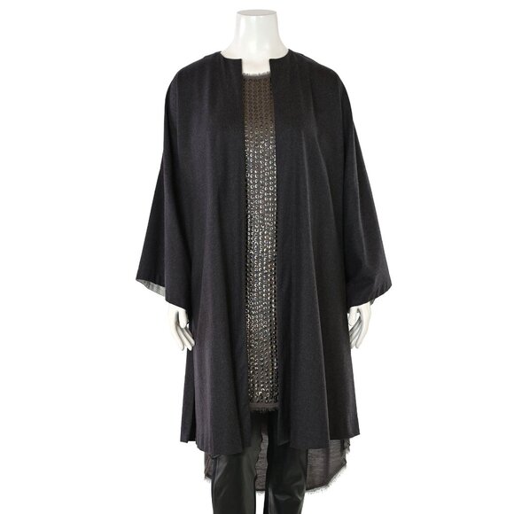 Eskandar Jackets & Blazers - Eskandar Long Charcoal Wool Cashmere Blend Open Front Duster sz 0